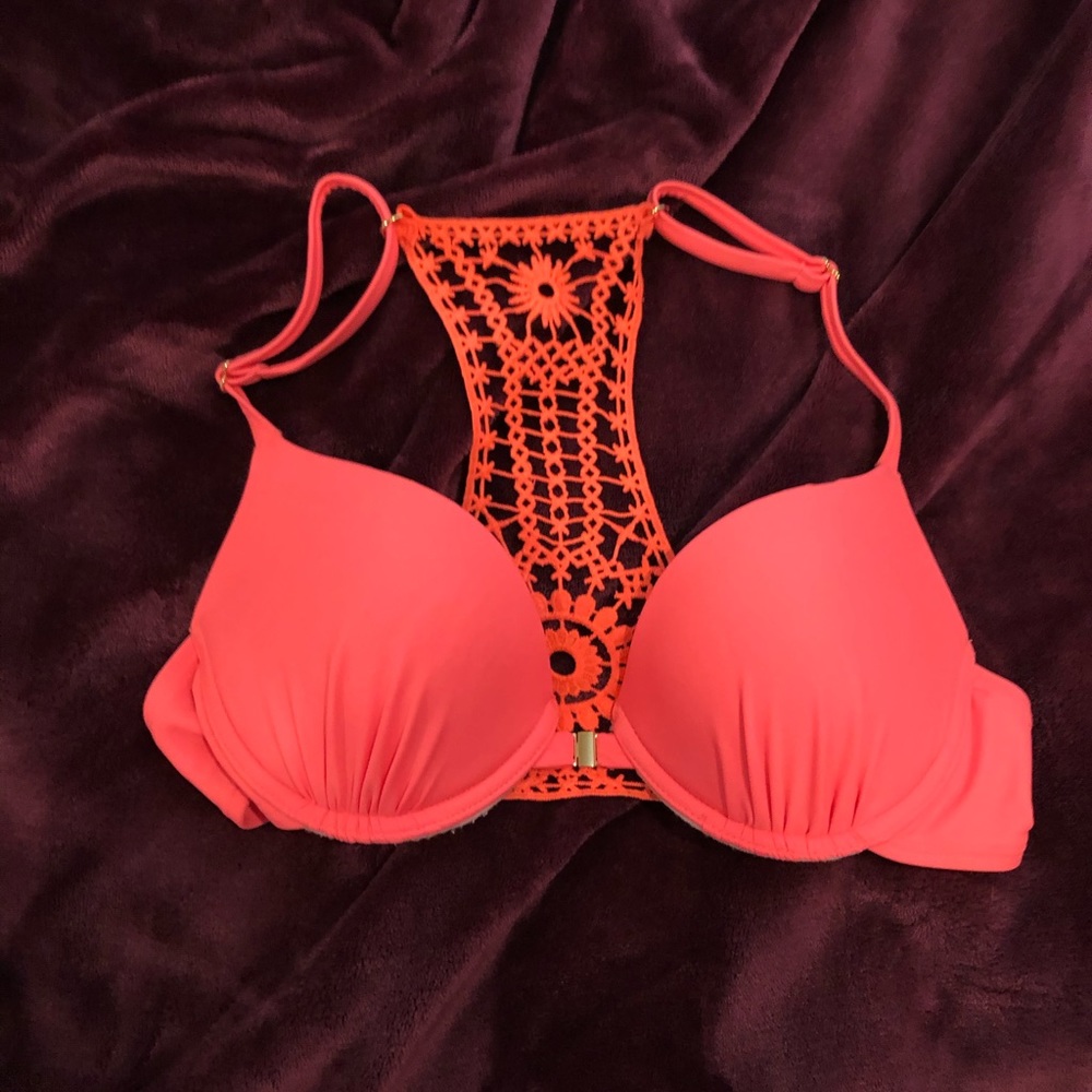 Bright coral bikini top